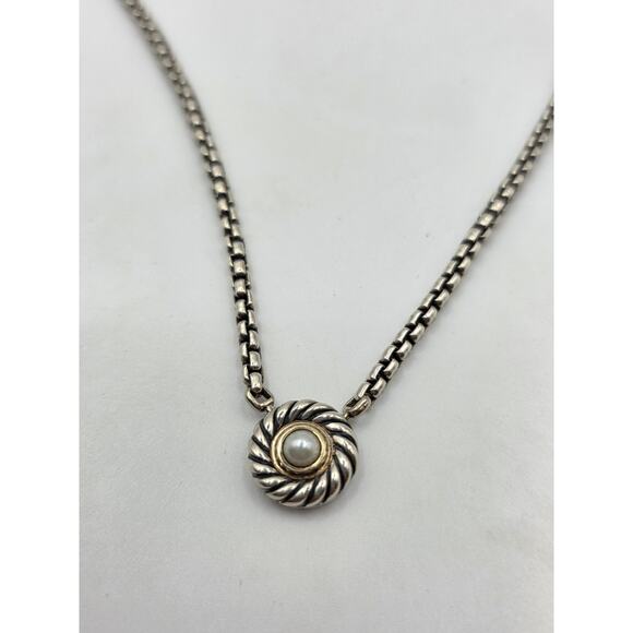 David Yurman Sterling Silver Pearl Cookie Pendant Necklace - Picture 12 of 12